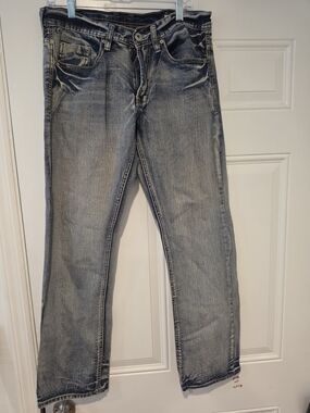 Buffalo David Bitton Men's Faded Blue Straight Jeans
